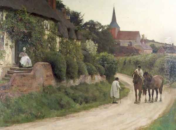 Evening in the Village Oil Painting by Henry John Yeend King