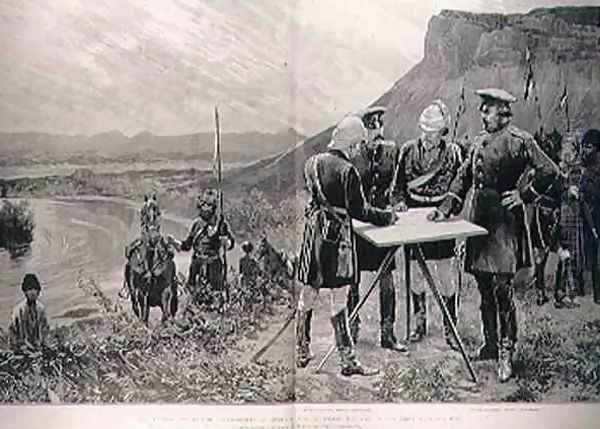 The Afghan Boundary Commission: The Russian and British Commissioners at Zulfikar, Fixing the Site of the First Boundary Post, 12th November, engraved by R. Taylor, from The Illustrated London News, 1st September 1886 Oil Painting by Richard Caton Woodville