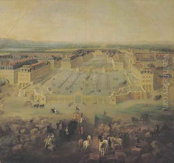 The Chateau de Versailles and the Place dArmes 1722 Oil Painting by Pierre-Denis Martin