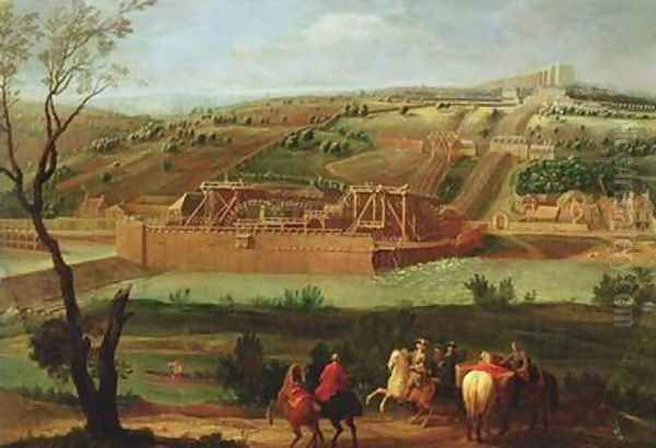 View of the Marly Machine and the Aqueduct at Louveciennes 1722 Oil Painting by Pierre-Denis Martin