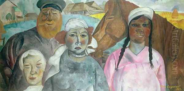 The Peasant Family 2 Oil Painting by Boris Dmitrievich Grigoriev