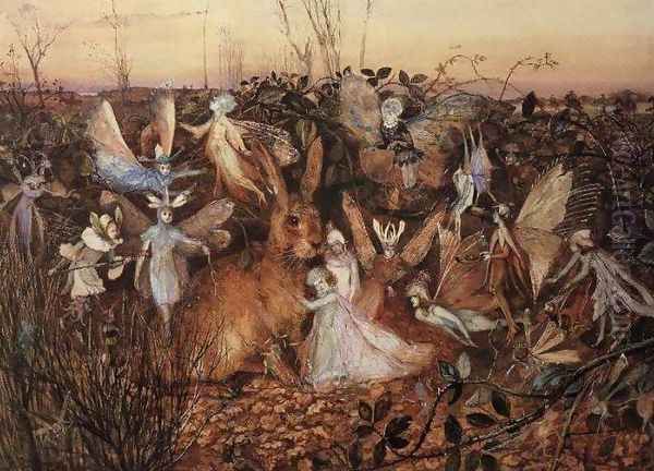 Rabbit Among the Fairies Oil Painting by John Anster Fitzgerald