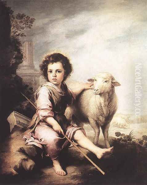 Christ the Good Shepherd c. 1660 Oil Painting by Bartolome Esteban Murillo