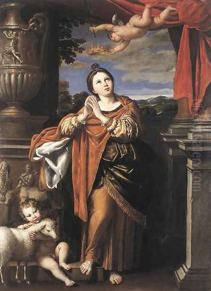 Saint Agnes c. 1620 Oil Painting by Domenico Zampieri (Domenichino)