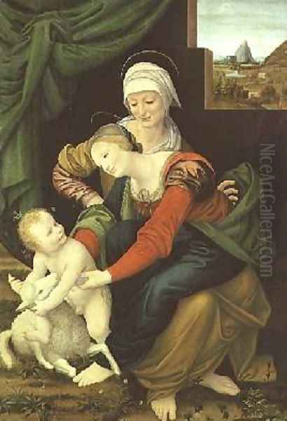 Madonna and Child with St Anne Oil Painting by Bernardino Luini