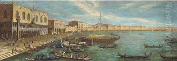 Vessels In Front Of The Doges Palace, Venice Oil Painting by (Giovanni Antonio Canal) Canaletto