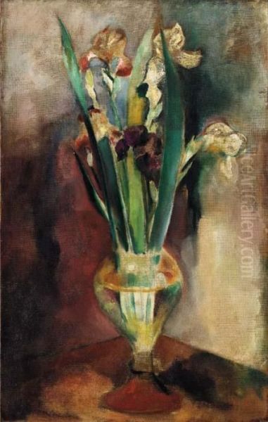 Still Life With Iris Oil Painting by Arthur Beecher Carles