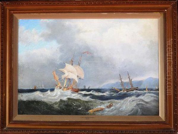 Shipping Off The Coast Oil Painting by John Wilson Carmichael