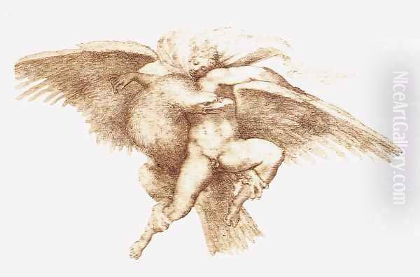 The Rape of Ganymede c. 1533 Oil Painting by Michelangelo Buonarroti