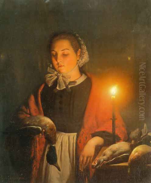 A Careful Eye Oil Painting by Petrus van Schendel