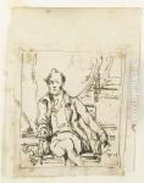 Four Figure Studies Including; 
Study For A Family Group With A Dogand Musical Instruments; Portrait 
Study Of A Gentleman(illustrated); Chinese Figure With A Basket And A 
Parasol; And Headof A Man Oil Painting by George Chinnery