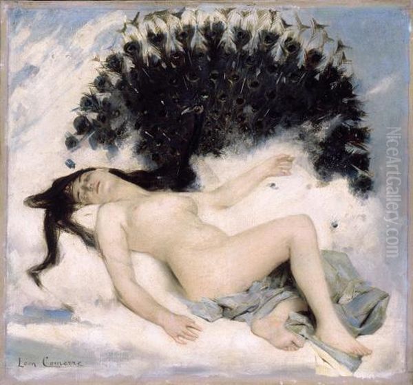 An Odalisque With A Peacock Oil Painting by Leon Francois Comerre