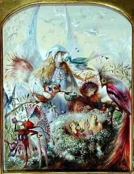 Fairies and a Birds Nest Oil Painting by John Anster Fitzgerald