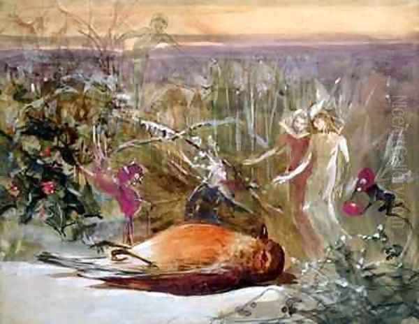 Who Killed Cock Robin 2 Oil Painting by John Anster Fitzgerald