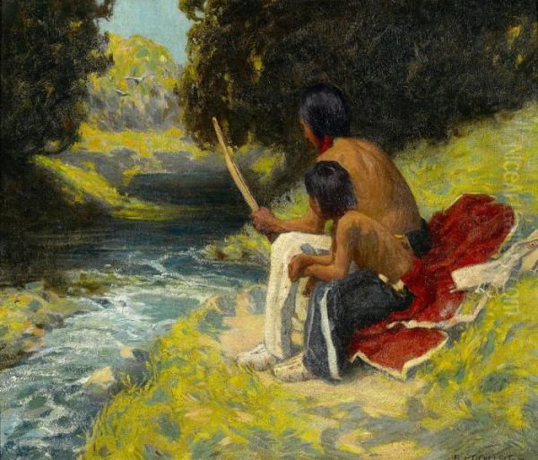 The River Bank Oil Painting by Eanger Irving Couse