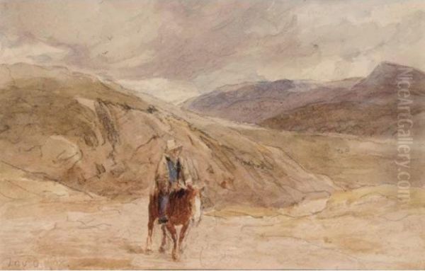 A Traveller On Horseback Oil Painting by David I Cox