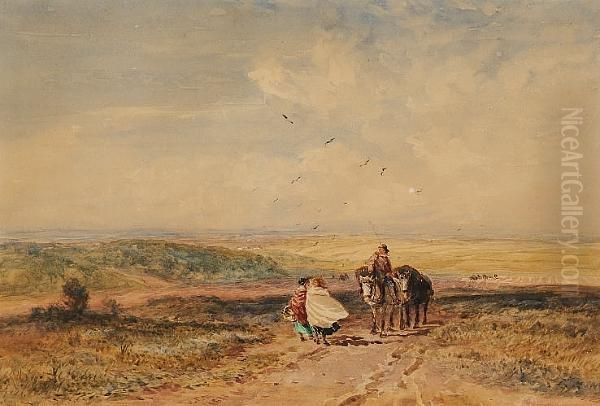 A Sandy Common Oil Painting by David I Cox