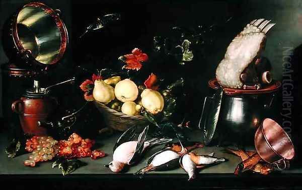 Still Life with Fruit and Cooking Utensils Oil Painting by Cornelis Jacobsz Delff