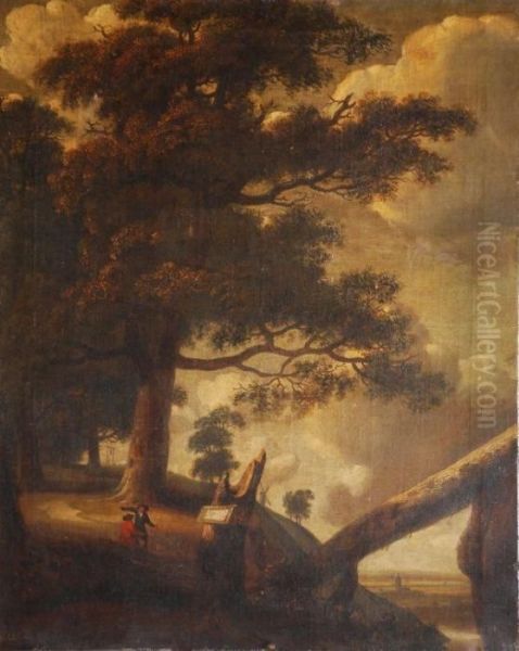 Wooded Landscapes With Travellers Oil Painting by Jacques D Arthois