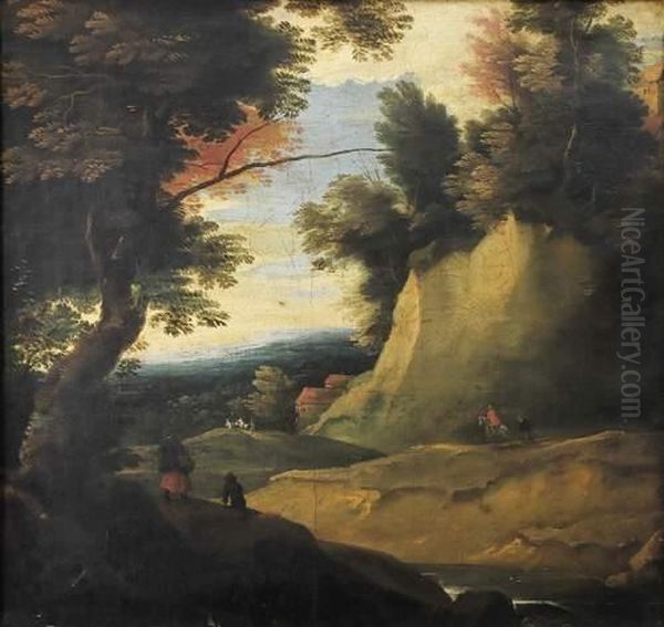 Paysage Au Cavalier Et Aux Promeneurs Oil Painting by Jacques D Arthois