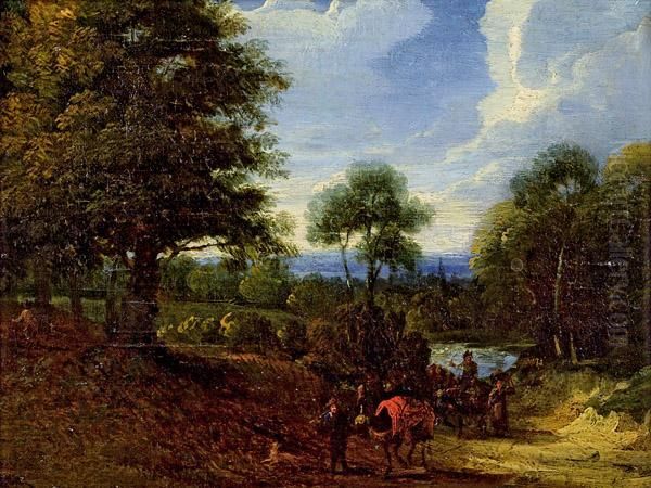 Bewaldete Landschaft Mit Figuren Oil Painting by Jacques D Arthois