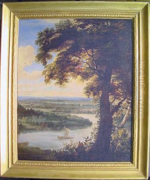 Panoramic River Landscape Oil Painting by Jacques D Arthois