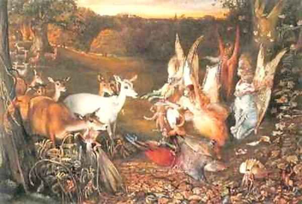 Fairies and Deer Oil Painting by John Anster Fitzgerald