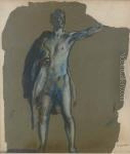 A Male Nude Oil Painting by Arthur Bowen Davies