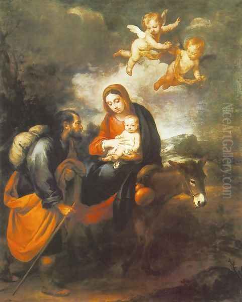 Flight into Egypt 1655-60 Oil Painting by Bartolome Esteban Murillo