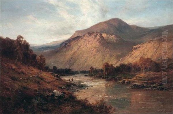 Near Dunkeld Oil Painting by Alfred de Breanski