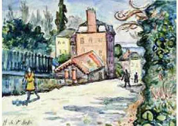 Rue A Honfleur. Oil Painting by Henri Lienard De Saint-Delis