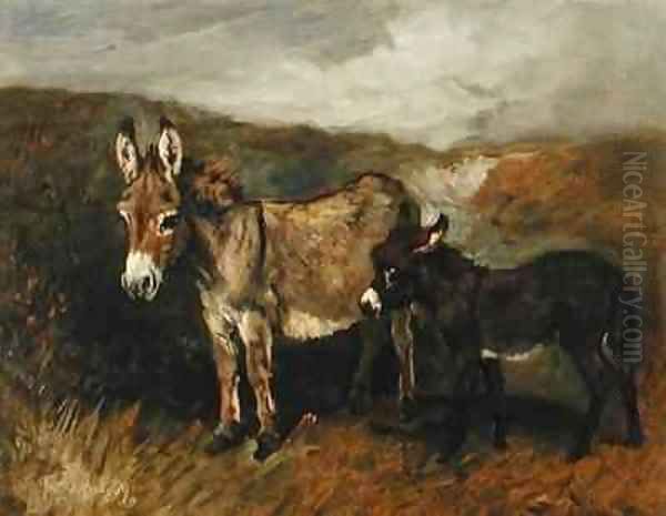 Donkeys out on the Moor Oil Painting by John Emms