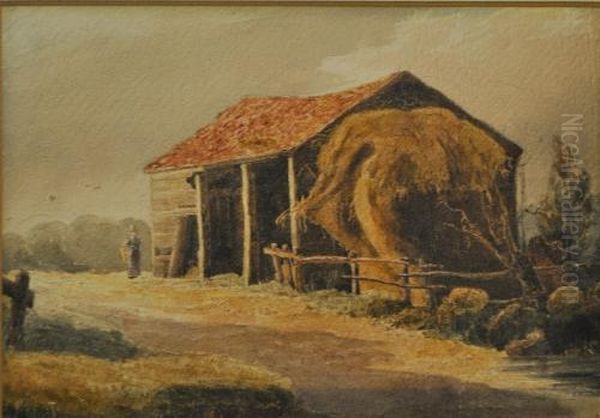 A Barn Oil Painting by Peter de Wint