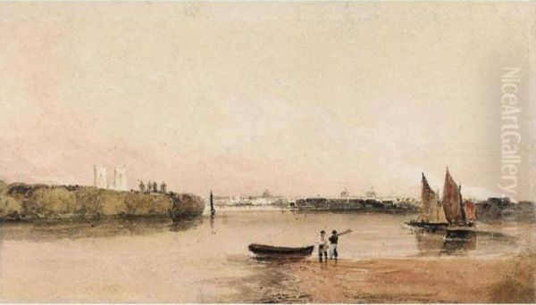 A View Of Westminster From Battersea Oil Painting by Peter de Wint