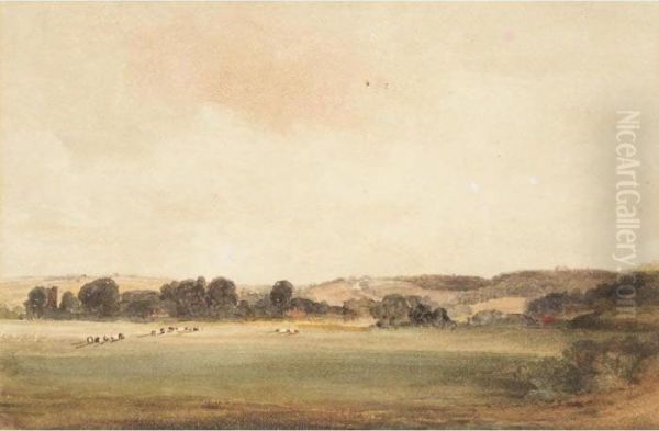 Cattle Grazing In A Field In Lancashire Oil Painting by Peter de Wint