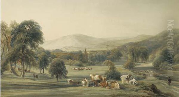 A View Of Bolton Abbey, Yorkshire Oil Painting by Peter de Wint