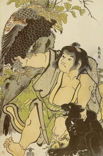 Kintaro and the Wild Animals Oil Painting by Katsushika Hokusai