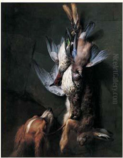 Un Epagneul Gardant Un Trophee De Chasse Oil Painting by Alexandre-Francois Desportes