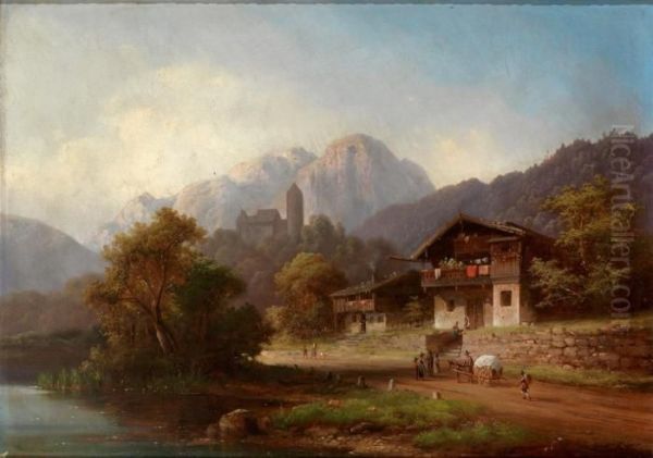 Tiroler Landschaft Oil Painting by Anton Doll