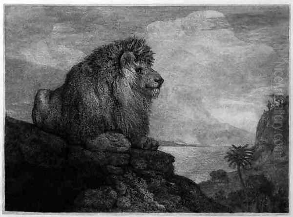 A Lion A Lion Resting on a Rock engraved by the artist Oil Painting by George Stubbs