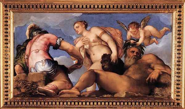 Venus between Mars and Neptune 1555 Oil Painting by Gian Battista Zelotti