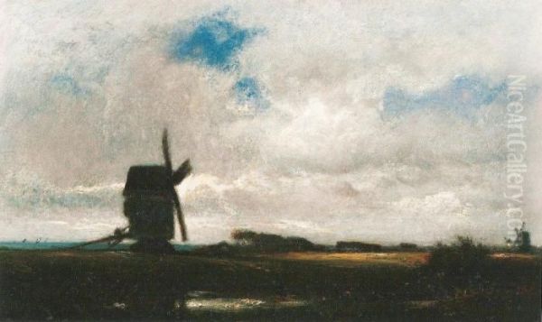 Moulin En Normandie En Bord De Mer Oil Painting by Jules Dupre