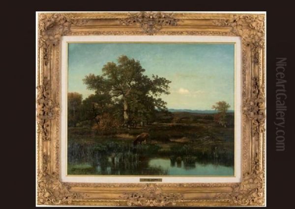 The Pond In The Forest Oil Painting by Jules Dupre