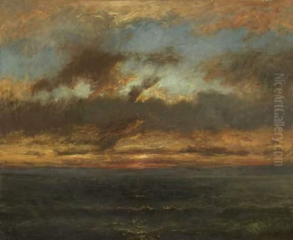 Soleil Couchant Sur Le Rivage Oil Painting by Jules Dupre