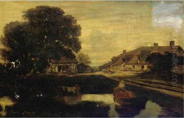 A Farm In Normandy Oil Painting by Jules Dupre