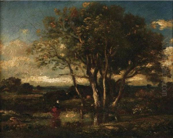 Pond Oil Painting by Jules Dupre