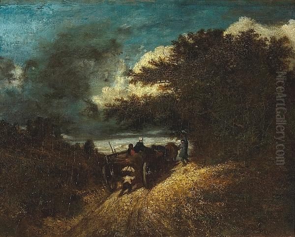 The Haycart Oil Painting by Jules Dupre