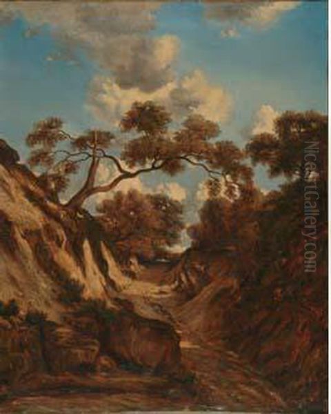 Le Chemin Creux, Circa 1850-1855 Oil Painting by Jules Dupre