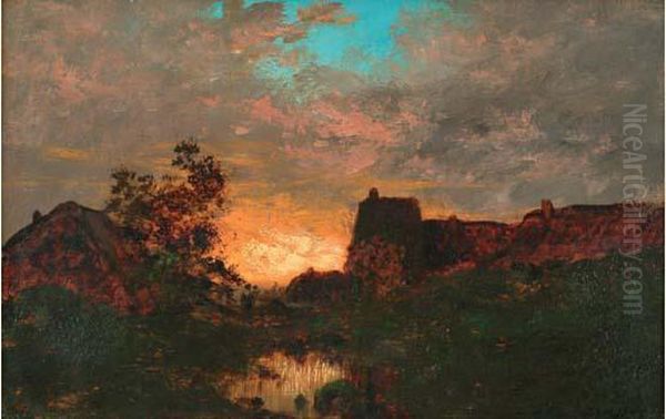 Crepuscule, Circa 1860-1865 Oil Painting by Jules Dupre