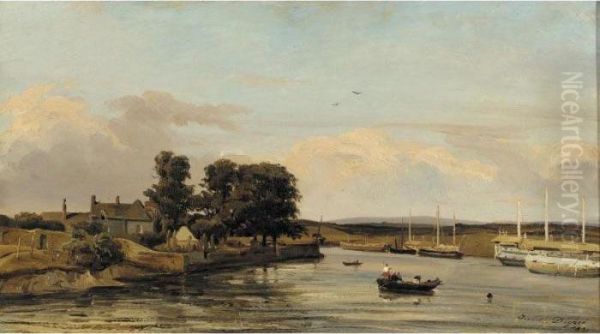 Bords De Riviere Oil Painting by Jules Dupre